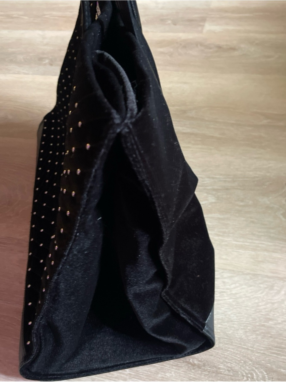 VS Victoria’s Secret Black Velvet Studded Large Weekender Overnight Bag Tote - Picture 5 of 7